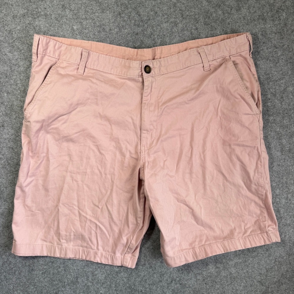 George Mens Chino Shorts 40 Salmon Pink Cotton Stretch Flat Front